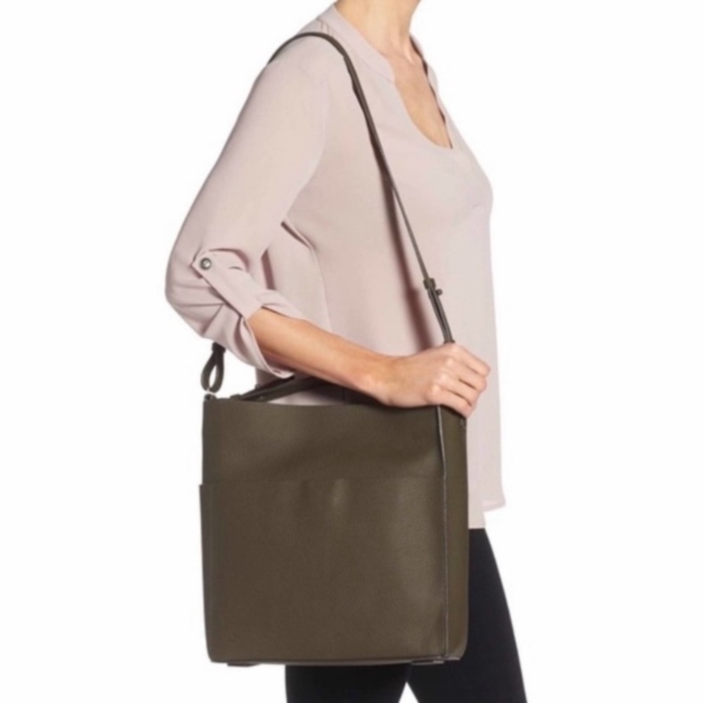 Allsaints Gray Leather handbag Mast crossbody pebbled shoulder classic